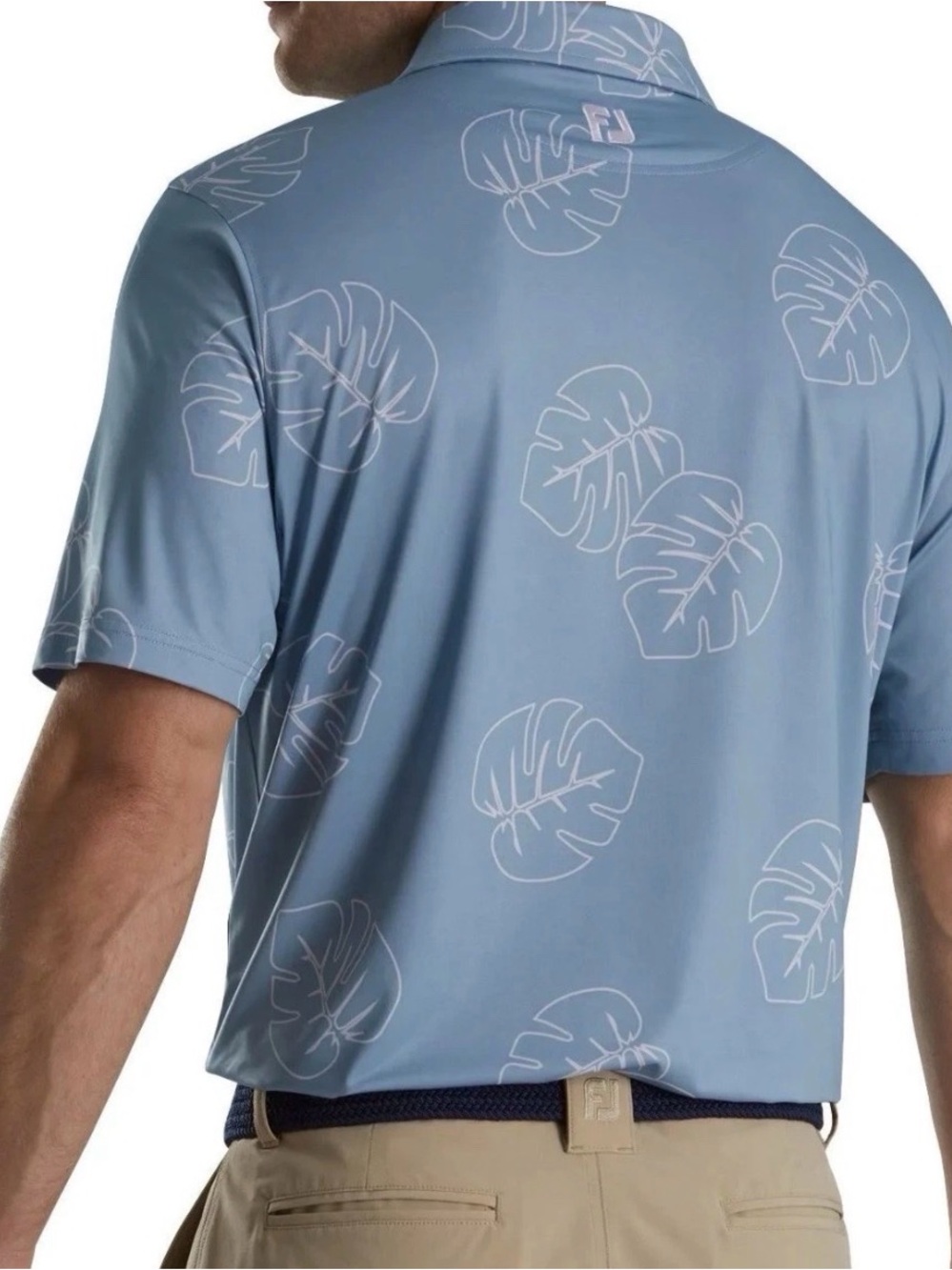 FootJoy Blue Tropical Floral 2XL SS Golf Polo Poly Spandex Lik Nue EUC